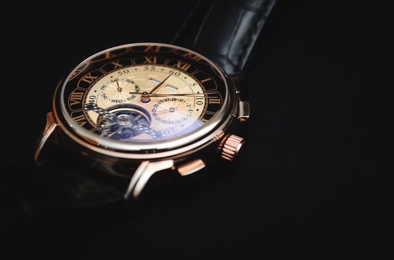 Mechanical watch on dark background, elegant men's accessory