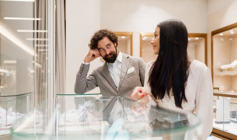 People shopping in a high society store